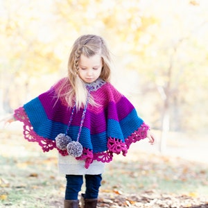 Girls Color Block Poncho Crochet PATTERN PDF image 7