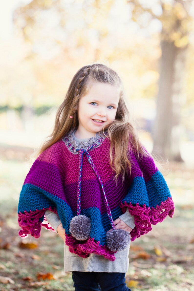 Girls Color Block Poncho Crochet PATTERN PDF image 6