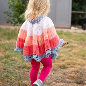 Girls Color Block Poncho Crochet PATTERN PDF image 4