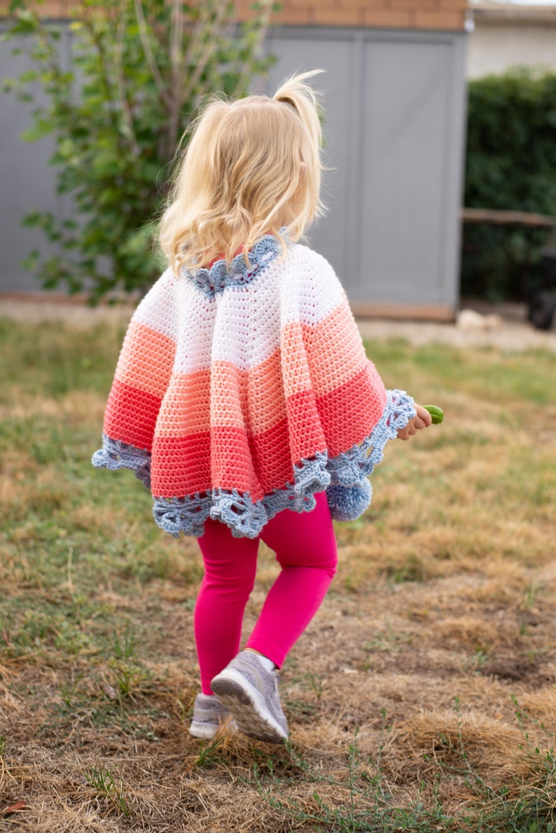 Girls Color Block Poncho Crochet PATTERN PDF image 4