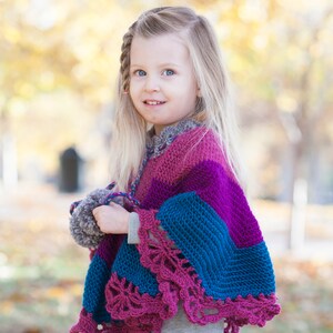 Girls Color Block Poncho Crochet PATTERN PDF image 5