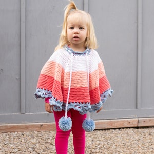 Girls Color Block Poncho Crochet PATTERN PDF image 2