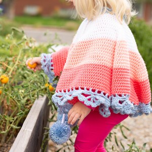 Girls Color Block Poncho Crochet PATTERN PDF image 3