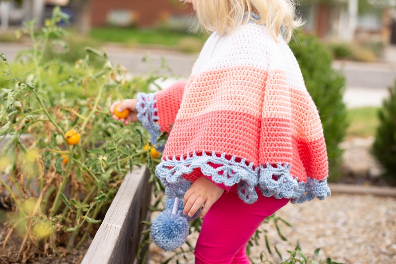 Girls Color Block Poncho Crochet PATTERN PDF image 3