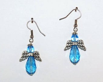 Boucles d'oreilles anges turquoises.