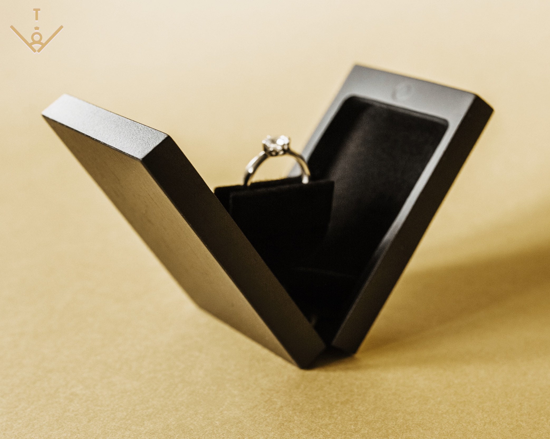 Slim engagement ring box Black proposal ring box Thin wooden Etsy