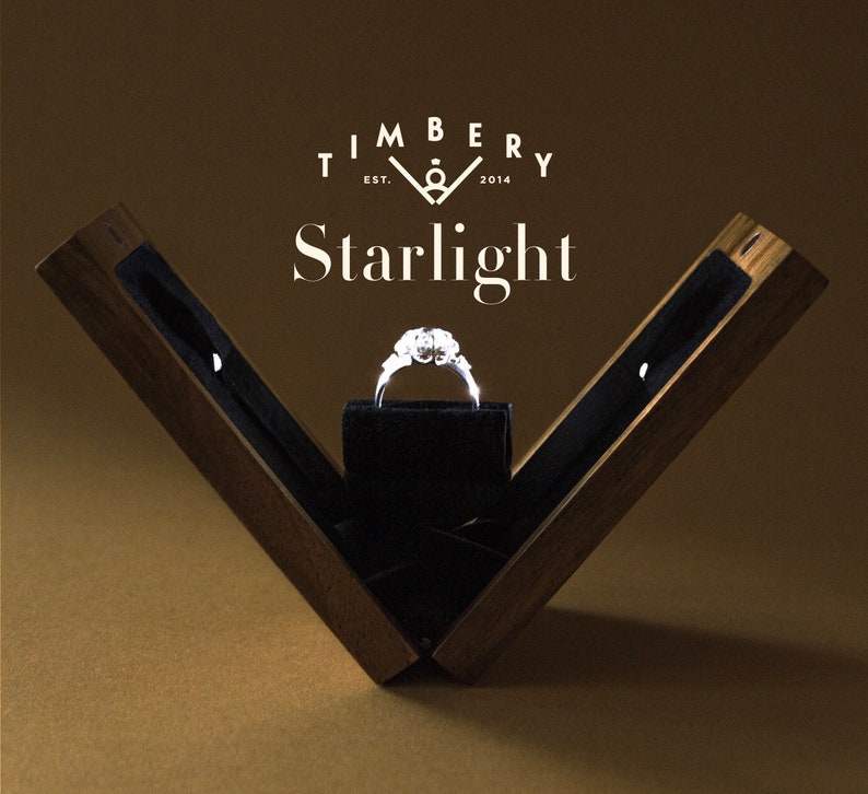 Slim Engagement Ring Box With Led Light Proposal Ring Box Etsy