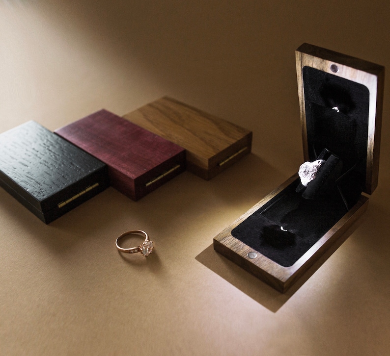 Slim Engagement Ring Box With Led Light Proposal Ring Box Etsy