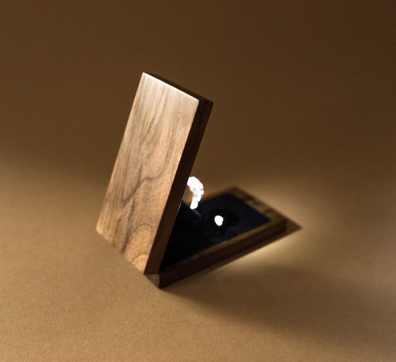 Slim Engagement Ring Box With Led Light Proposal Ring Box Etsy
