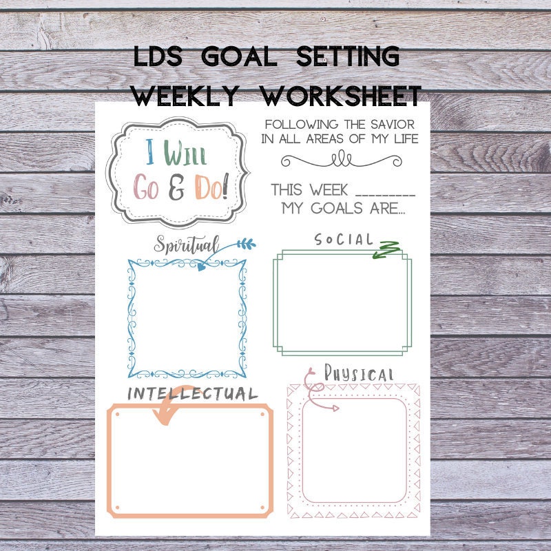LDS Youth and Children Goal Setting Weekly Worksheet and 11x14 - Etsy