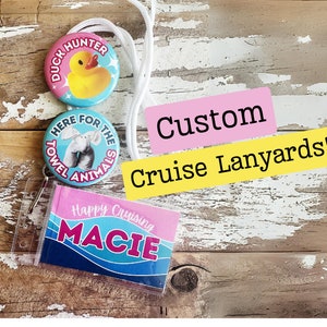 Fun Custom Cruise Lanyards, Cruise Buttons, SeaPass Holder, Family Vacation Lanyard, Personlized