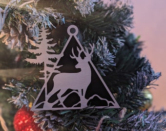 Set a 5 Christmas tree ornament, holiday ornament, mountain scape ornament