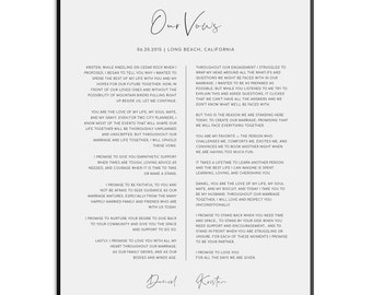 Paper Anniversary - Personalized custom wedding vow print