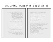 Customized Matching Wedding Vows Print - His and Hers Vows with typewriter font