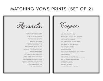 His and Hers Wedding Vows Wall Art, Custom Wedding Vows Print