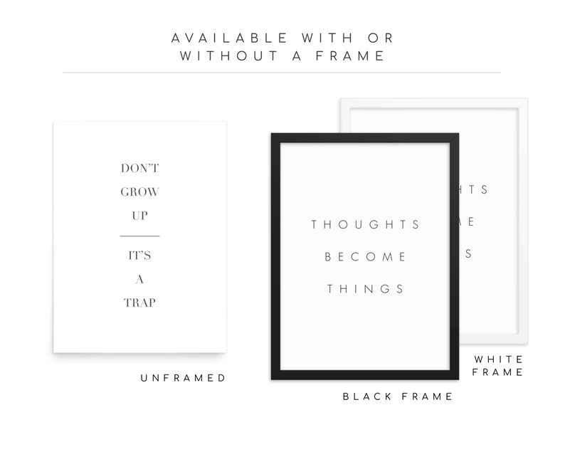 Custom Quote Print PHYSICAL art print handmade, typography, quotes, wall art, black and white, inspirational image 3