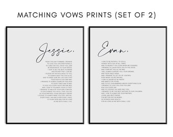 Matching His and Hers Wedding Vows Prints - Printed and Framed Wall Art