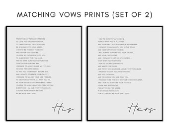 Wedding Vow Prints - Matching set of framed wedding vows