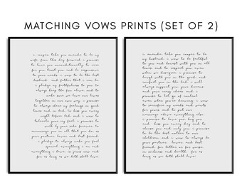 Personalized Wedding Vows Print - His and Hers Vows with script font