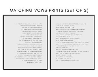 Personalized Wedding Vows Print - His and Hers Vows