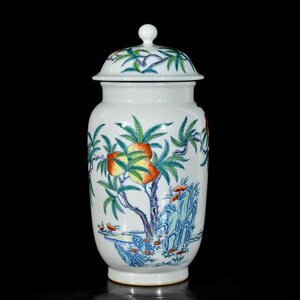 Rare Chinese Antique Art Hand-painted Dou Colour Porcelain Peach Pot Decorate your home
