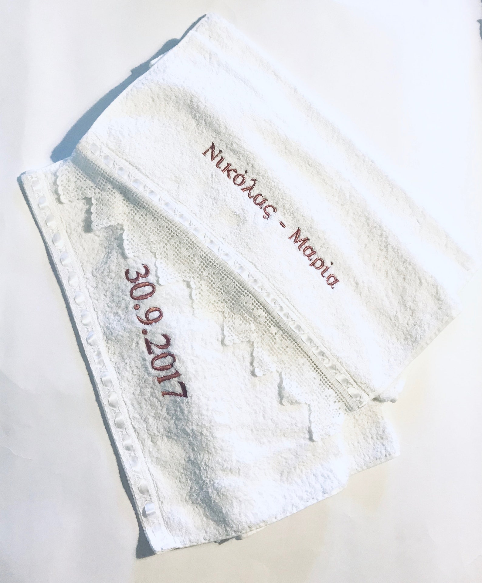 Wedding hand towels with names and date Etsy