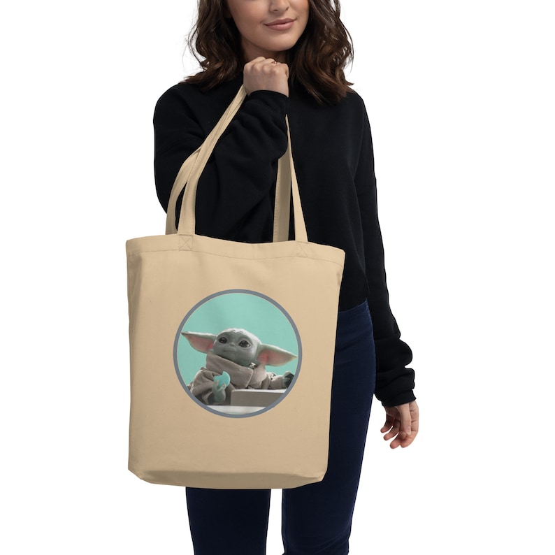 Baby Yoda Macaron Snacking Eco Tote Bag afbeelding 1