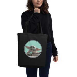 Baby Yoda Macaron Snacking Eco Tote Bag afbeelding 2