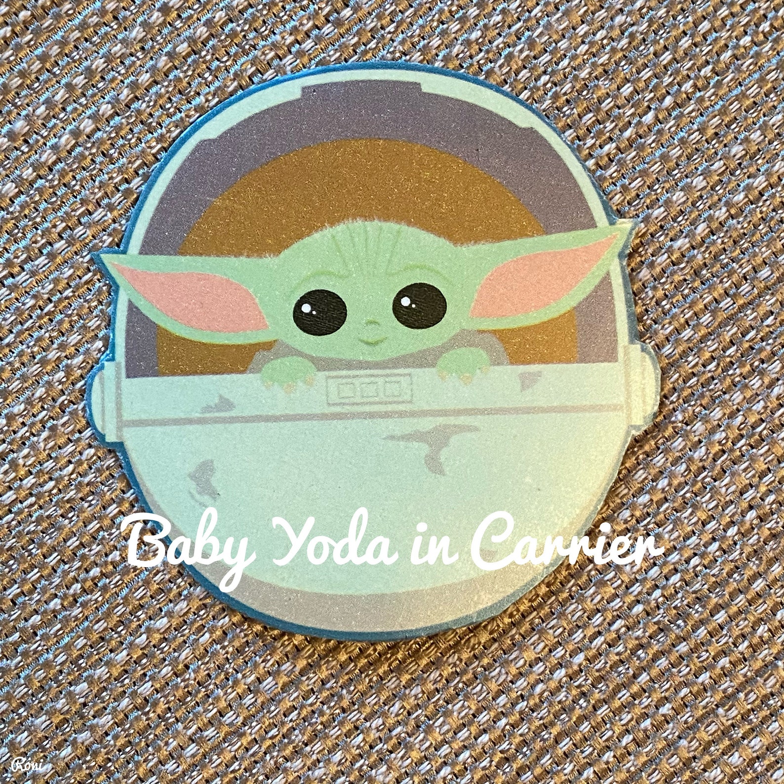 Cute Baby Yoda Carrier Sipping Tea Fridge Etsy