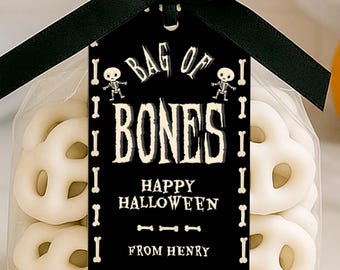 Skeleton Bones Treat Tag: Printable Halloween Favor (DIY Template)
