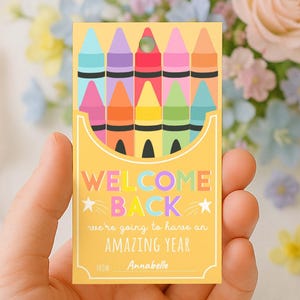 Printable Back To School Tag Template, Welcome Back To School Pencil Holder Tag, New School Year Classroom Gift, Crayon Gift
