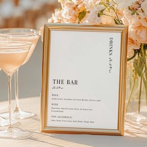 Printable Drinks Menu Sign, Minimalist Wedding Drinks Bar Menu Sign, Printable Beer and Wine Menu Sign, Wedding Bar Menu Sign, Estelle
