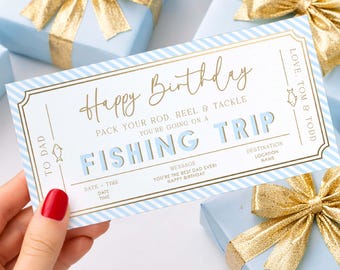 Printable Birthday Fishing Trip Gift Voucher, Editable Surprise Experience Card