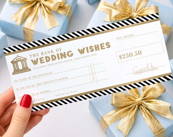 Printable Wedding Fake Bank Cheque Gift Voucher Template (Digital Download), Stripe