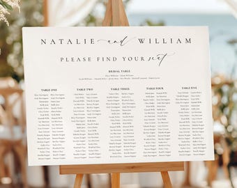 Minimalist Wedding Seating Chart Template, Long Tables (Digital Download), Ellesmere