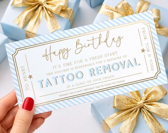 Printable Tattoo Removal Gift Voucher Template, Editable Birthday Present (Digital Download)