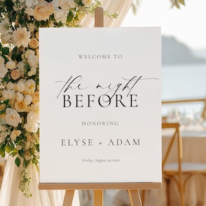 Printable Rehearsal Dinner Welcome Sign, Modern Minimalist, Script Wedding Rehearsal Welcome Sign, The Night Before Welcome Sign, Ellesmere