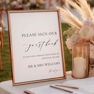 Minimalist Wedding Guest Book Sign, Ellesmere Collection (Printable Template), Ellesmere