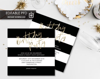 black white invite etsy
