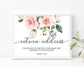 Blush Floral Return Address Sign - Wedding Sign - Printable Baby and Bridal Shower Sign - Darcy Floral Pink
