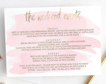 party itinerary etsy