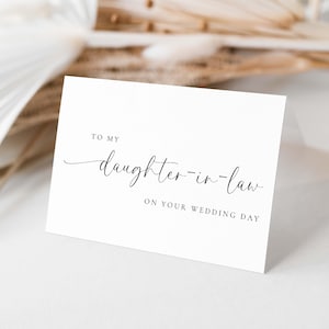 Para minha nora no seu cartão de casamento modelo para impressão, cartão de casamento minimalista, cartão de casamento de sogros para a noiva, Bridie