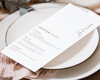 Minimal Wedding Menu Template, Editable Modern Minimalist Let's Feast Wedding Menu, Printable Dinner Menu Template, Estelle