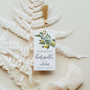 Homemade Limoncello Printable Favor Tags, Italian Tuscan Lemons Favor Tag, Bridal Shower Favor Tag, Lemon Wedding Favor Tags Template