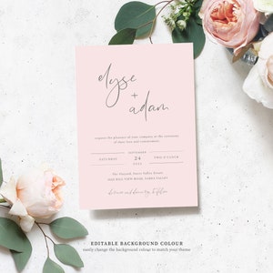 Modern Minimal Wedding Invitation Suite – Printable Editable Wedding Invitation Template – RSVP Postcard – DIY Wedding – Gigi Script