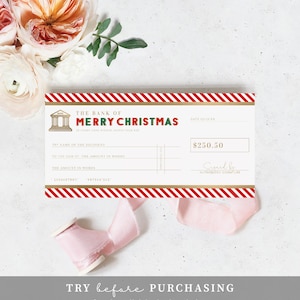 Christmas Cheque Template, Fake Bank Cheque Gift Voucher, Custom ...