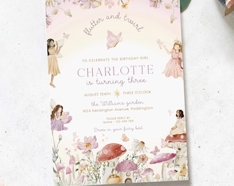Editable Fairy Birthday Invitation, Princess Garden Party (Digital Download)