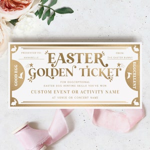 Eiersuche Ostergeschenk Gutschein Vorlage, bedruckbare Geschenkgutscheine, Oster Golden Ticket, Ostergeschenk, Ostergutschein