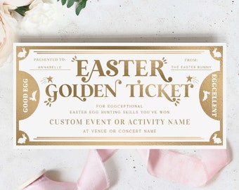 Easter Egg Hunt Gift Voucher Template, Printable Gift Certificate, Easter Golden Ticket, Easter Present, Easter Gift Coupon