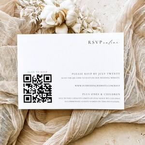 Printable QR Code Wedding RSVP Card, Editable Wedding Online RSVP Card, Online Reply Card, Modern Minimalist Wedding, Ellesmere